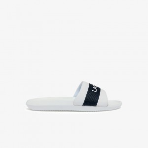 Dép Lacoste Croco Textile Logo Slides Nam - Trắng