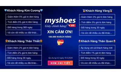 Chương trình tri ân khách hàng nhân dịp Myshoes.vn đạt 100.000 khách hàng