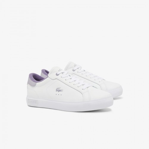 Giày Lacoste PowerCourt Leather Nữ - Trắng Tím Giày Lacoste PowerCourt Leather Nữ - Trắng Tím