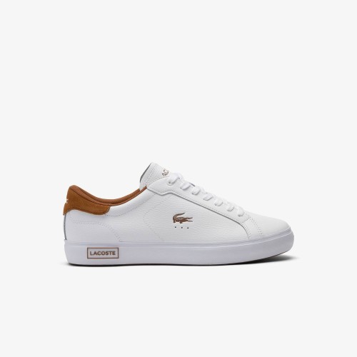 Giày Lacoste Powercourt Leather Nam - Trắng Nâu
