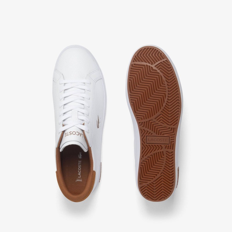 Giày Lacoste Powercourt Leather Nam - Trắng Nâu Giày Lacoste Powercourt Leather Nam - Trắng Nâu