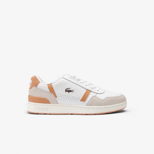 Giày Lacoste T-Clip Leather Nam - Trắng Nâu
