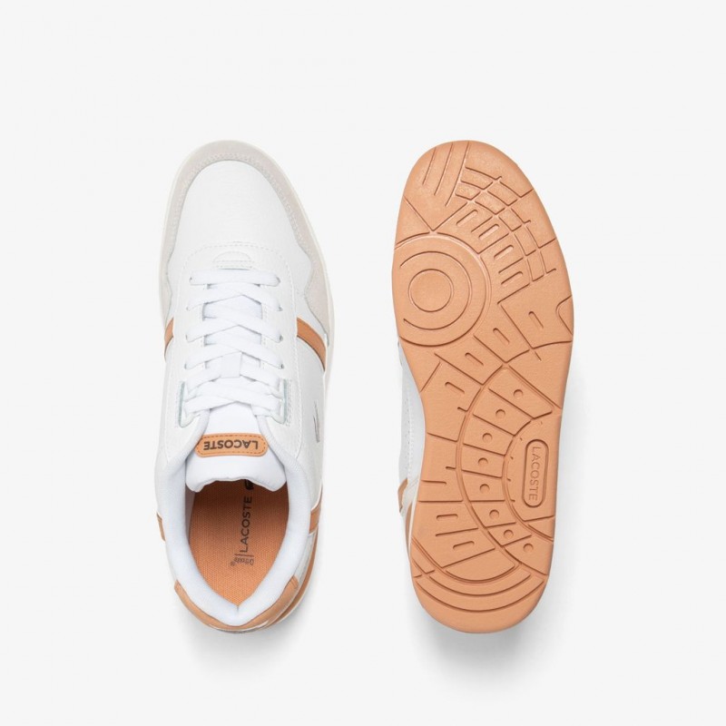 Giày Lacoste T-Clip Leather Nam - Trắng Nâu