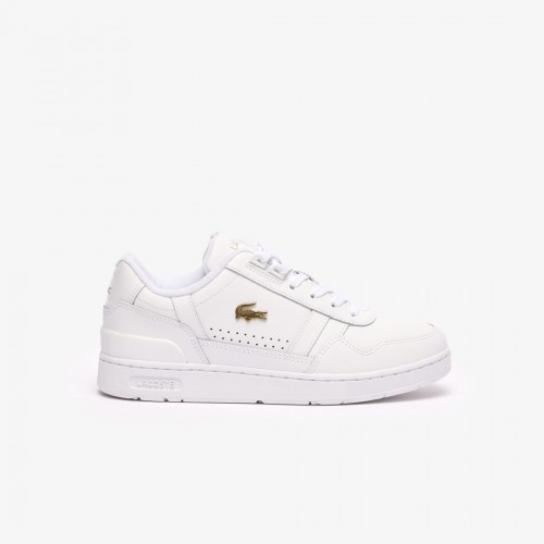Giày Lacoste T-Clip Leather Nữ - Trắng Gold