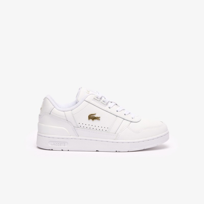 Giày Lacoste T-Clip Leather Nữ - Trắng Gold