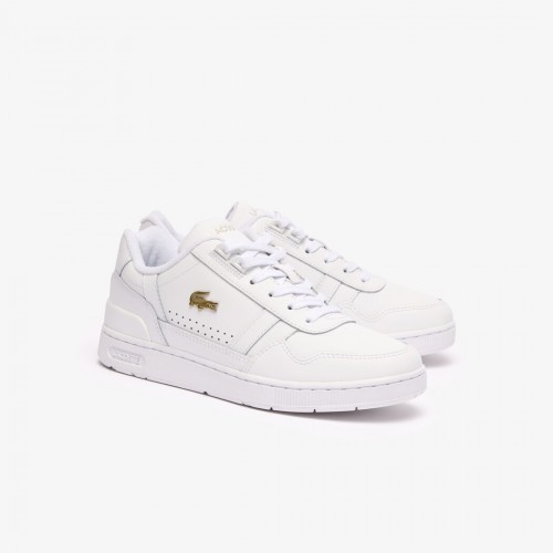 Giày Lacoste T-Clip Leather Nữ - Trắng Gold Giày Lacoste T-Clip Leather Nữ - Trắng Gold