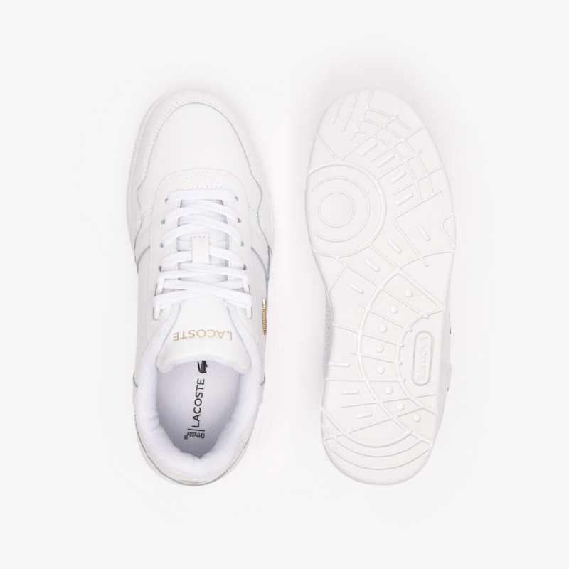 Giày Lacoste T-Clip Leather Nữ - Trắng Gold
