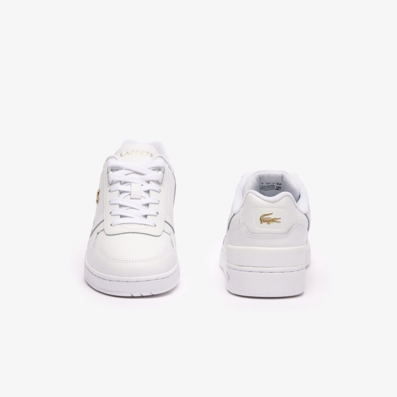 Giày Lacoste T-Clip Leather Nữ - Trắng Gold