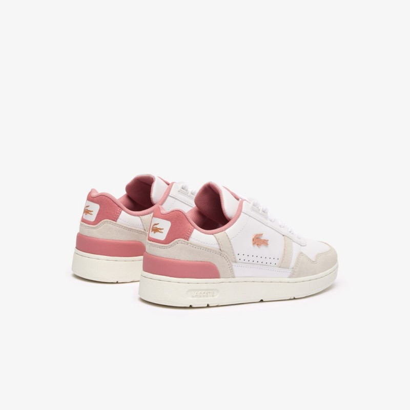 Giày Lacoste T-Clip Leather Nữ - Trắng Hồng