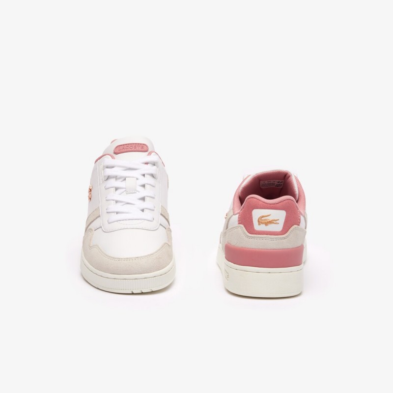 Giày Lacoste T-Clip Leather Nữ - Trắng Hồng