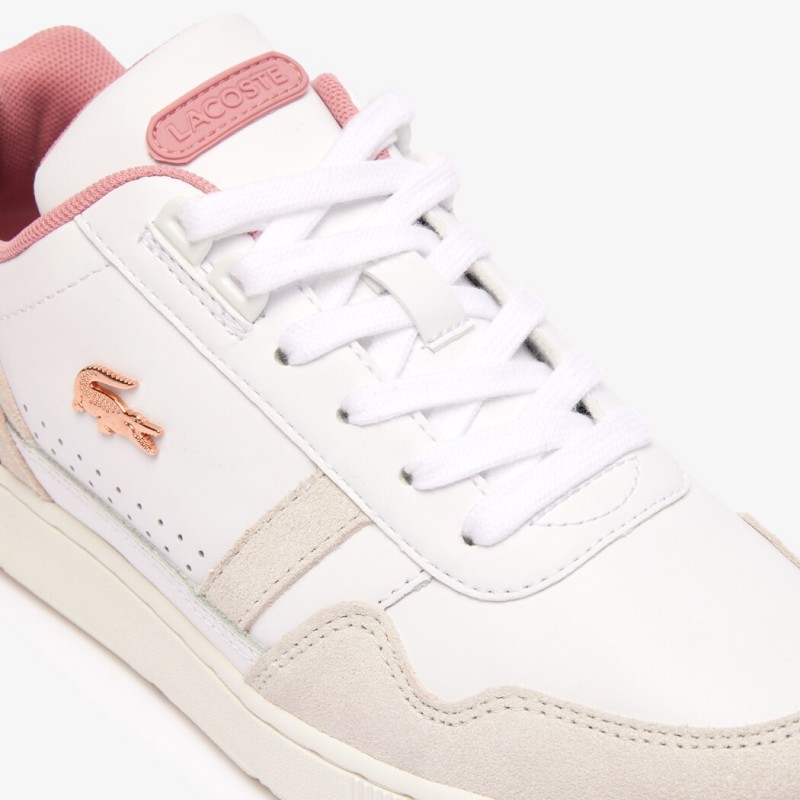 Giày Lacoste T-Clip Leather Nữ - Trắng Hồng