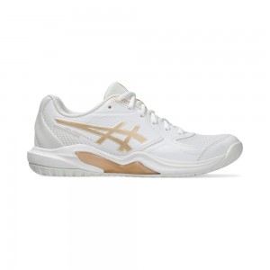Giày Pickleball Tennis Asics Gel-Dedicate 9 Nữ - Trắng Gold