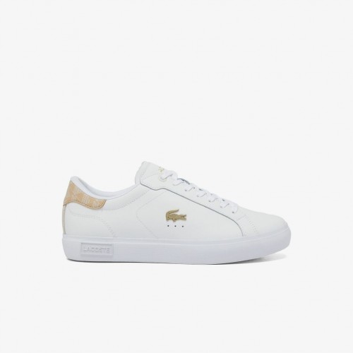 Giày Lacoste PowerCourt Leather Nữ - Trắng Gold