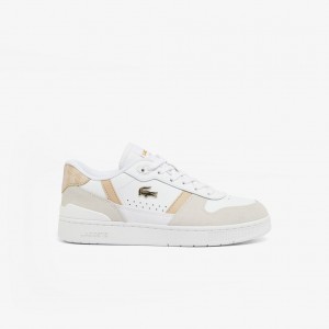 Giày Lacoste T-Clip Leather Nữ - Trắng Nâu