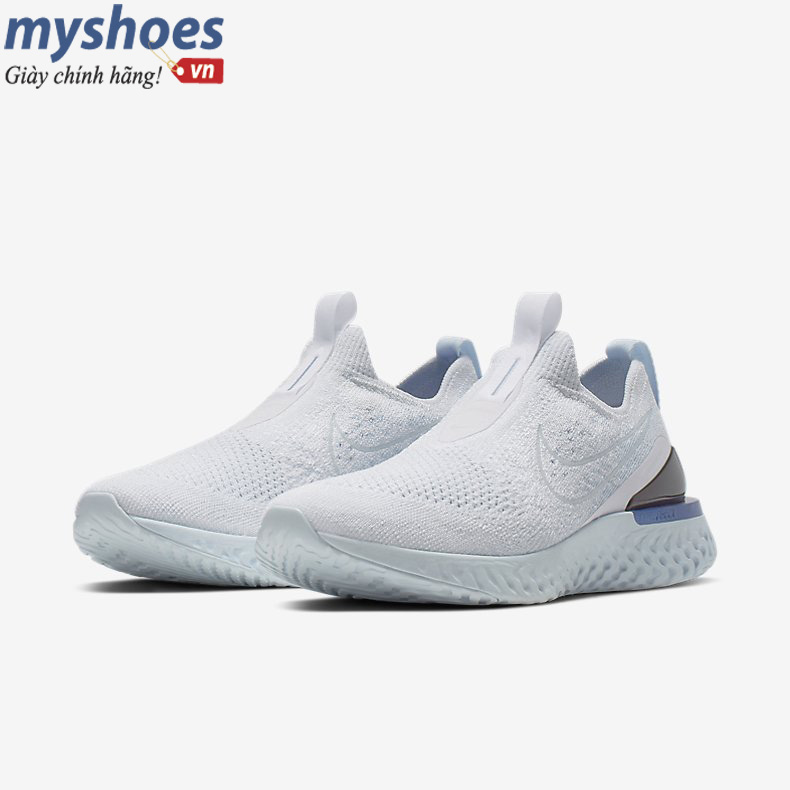 Giày Nike Epic React Flyknit Nữ -Trắng Xanh - hình 2