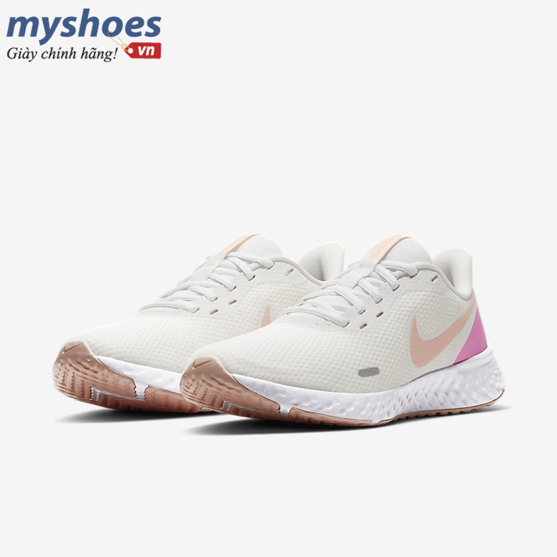 Giày Nike Revolution 5 Nữ - Trắng Hồng - hình 3