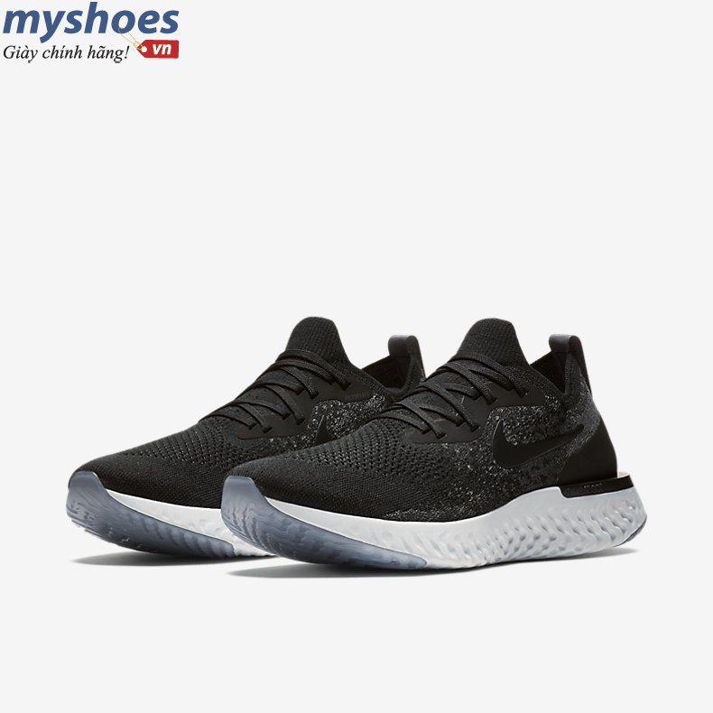 Giày Nike Epic React Flyknit Nam- Đen Bạc  - hình 4
